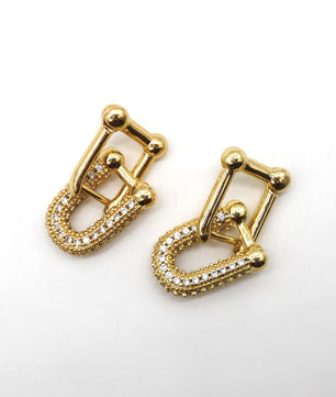 18k Gold-Plated Shimmering Link Earrings - ROMALI
