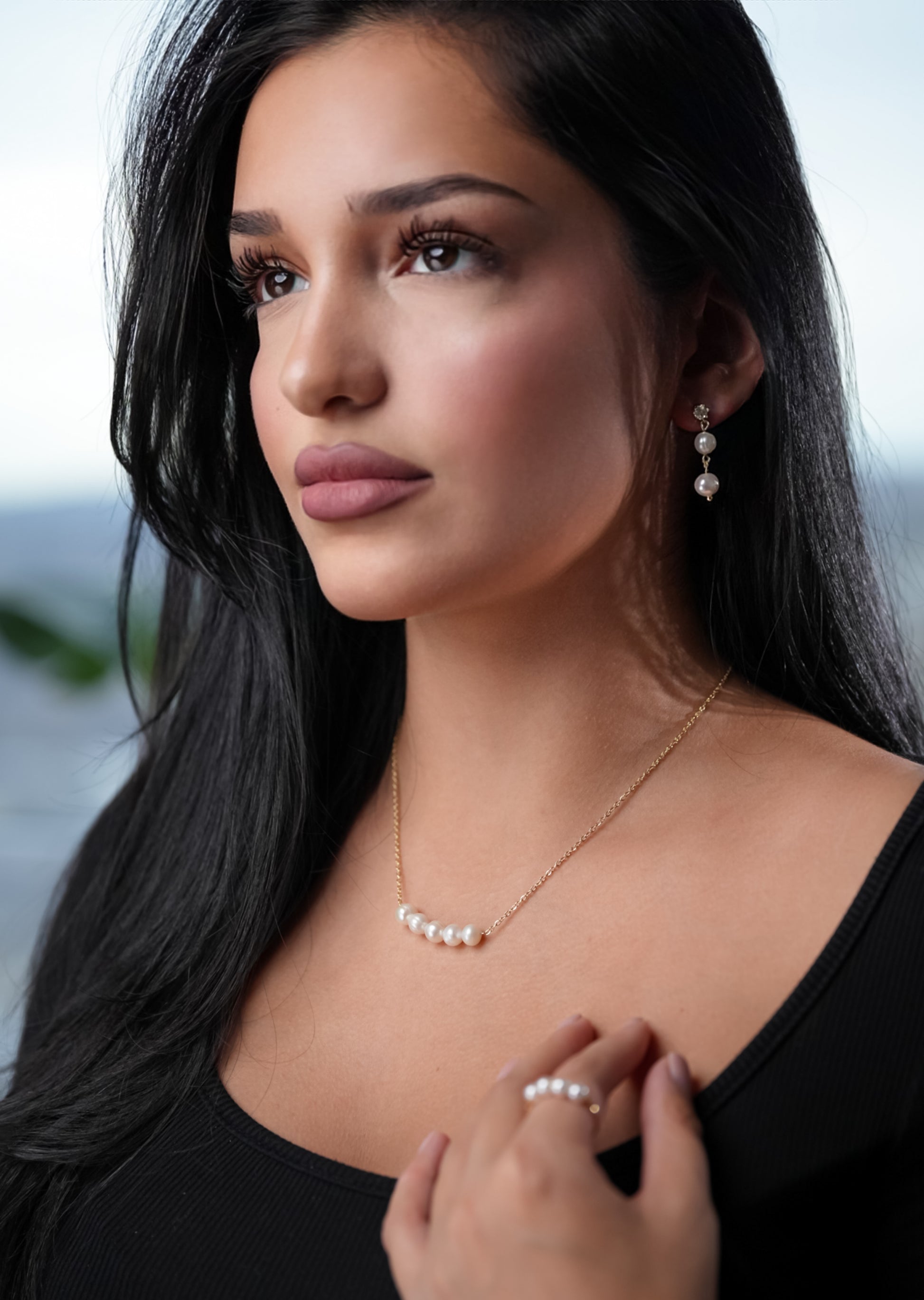 ROMALI 18K Gold-Plated Pearl Bar Necklace - ROMALI