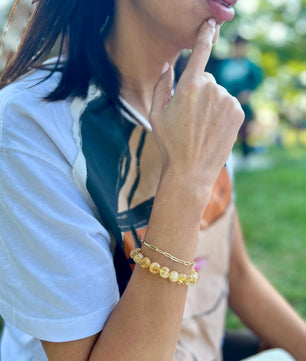 ROMALI Natural Citrine Beaded Bracelet - Stone on Luck & Money 10mm - ROMALI