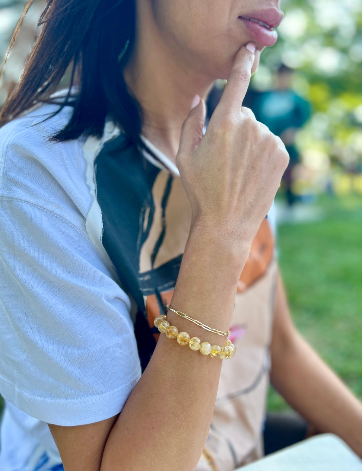 ROMALI Natural Citrine Beaded Bracelet - Stone on Luck & Money 10mm - ROMALI