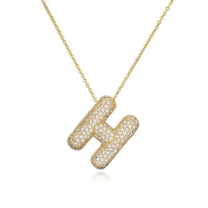 ROMALI 18K Gold-Plated Zirconia Balloon Initial Necklace - ROMALI