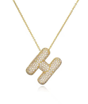 ROMALI 18K Gold-Plated Zirconia Balloon Initial Necklace - ROMALI