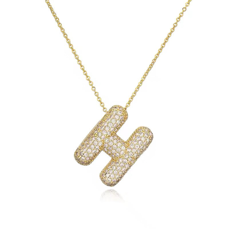 ROMALI 18K Gold-Plated Zirconia Balloon Initial Necklace - ROMALI