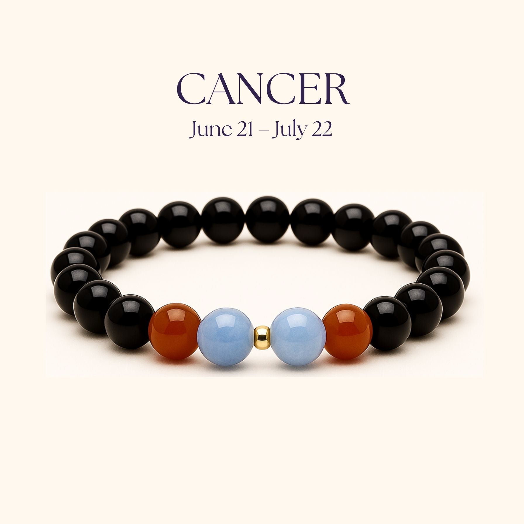 ROMALI Cancer Zodiac Bracelet - Carnelian & Aquamarine June 21 – July 22