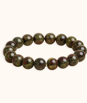 ROMALI Natural Dragon Blood Jasper Beaded Bracelet - Stone of Courage 10mm - ROMALI