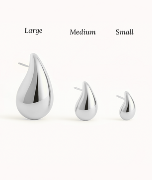 ROMALI Silver Stainless Steel Teardrop Stud Dangle Earrings Small, Medium, Large - ROMALI