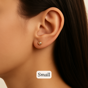 ROMALI 18K Gold-Plated Ball Stud Earrings – Small, Medium, and Large Sizes - ROMALI
