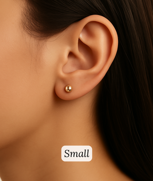 ROMALI 18K Gold-Plated Ball Stud Earrings – Small, Medium, and Large Sizes - ROMALI