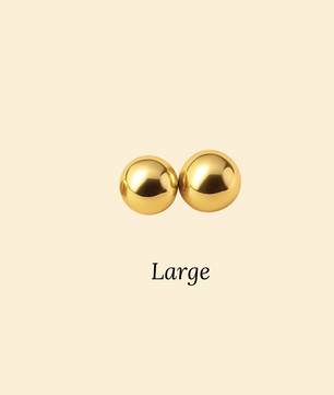 ROMALI 18K Gold-Plated Ball Stud Earrings – Small, Medium, and Large Sizes - ROMALI