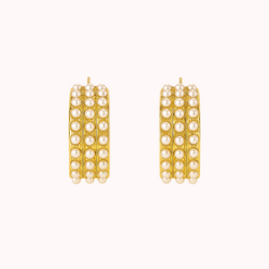 ROMALI 18K Gold-Plated Mini Pearl Cluster Hoop Earrings - ROMALI