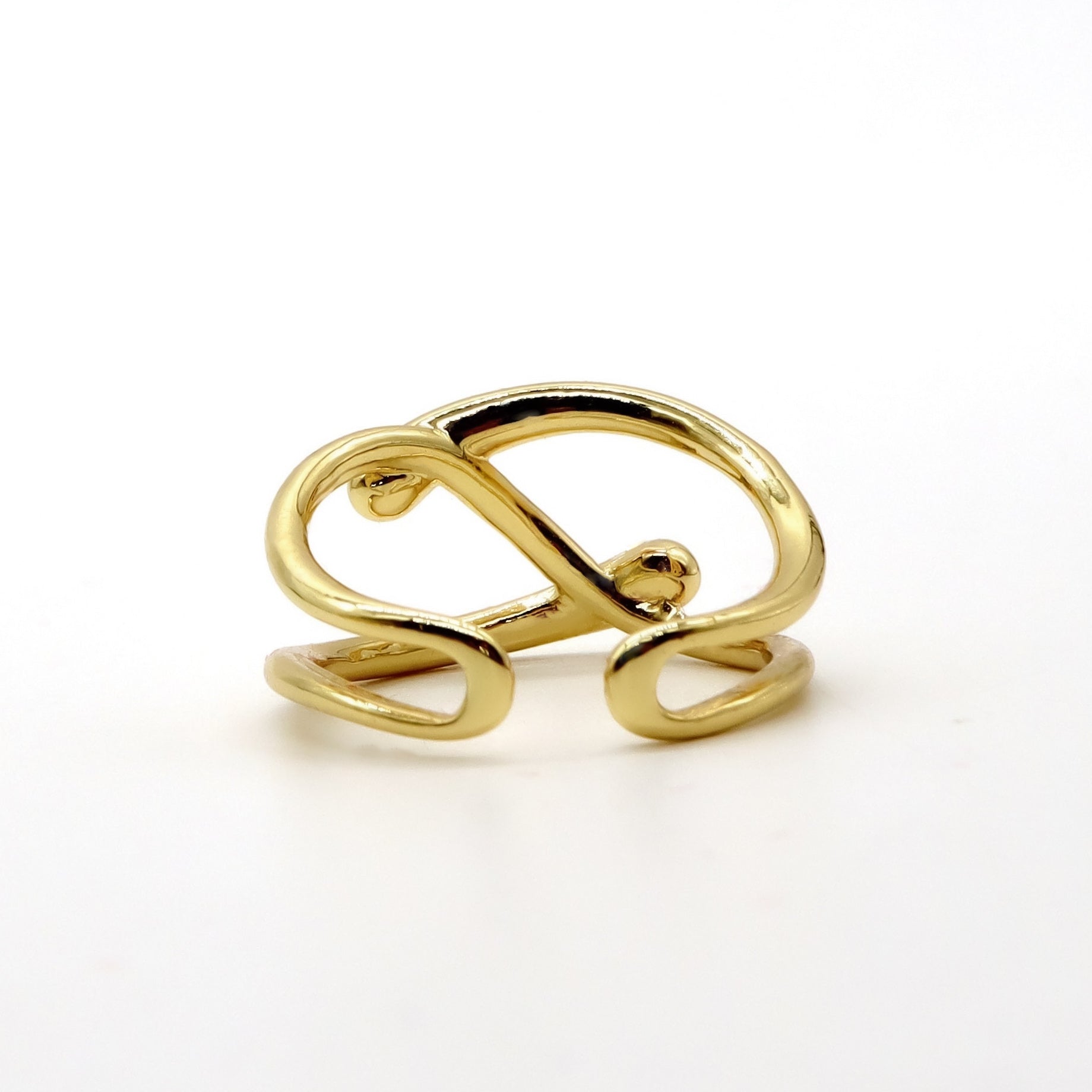 ROMALI 18K Gold Plated Abstract Wrap Ring – Modern Minimalist Design