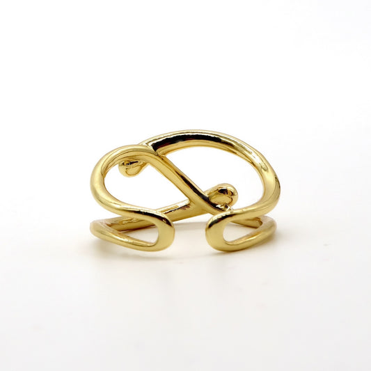 ROMALI 18K Gold Plated Abstract Wrap Ring – Modern Minimalist Design - ROMALI