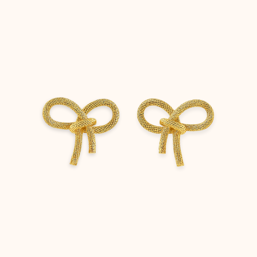 ROMALI 18K Gold-Plated Bow Knot Stud Earrings - ROMALI
