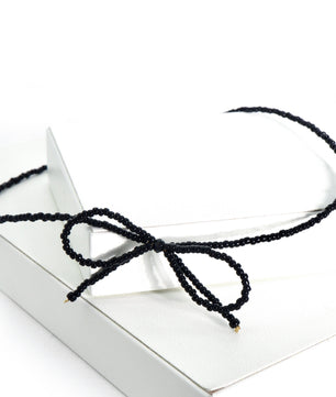 Romali 18K Gold-Plated Black Beaded Bowtie Choker - ROMALI