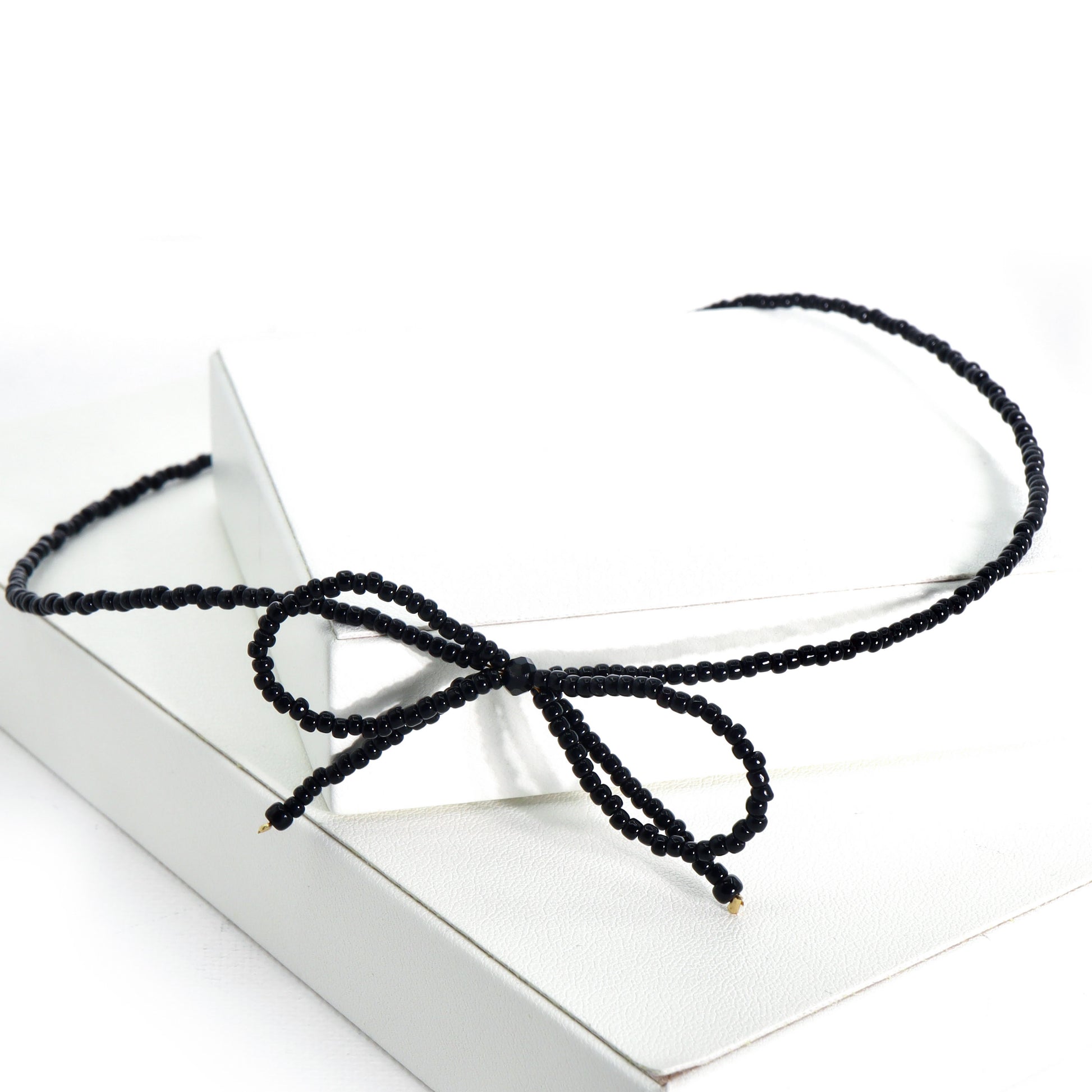 Romali 18K Gold-Plated Black Beaded Bowtie Choker - ROMALI