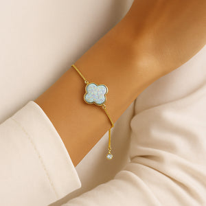 ROMALI 18K Gold-Plated Shimmer Clover Adjustable Bracelet - ROMALI
