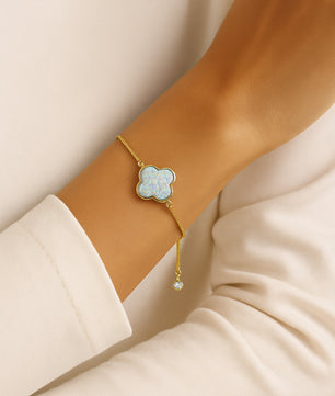 ROMALI 18K Gold-Plated Shimmer Clover Adjustable Bracelet - ROMALI