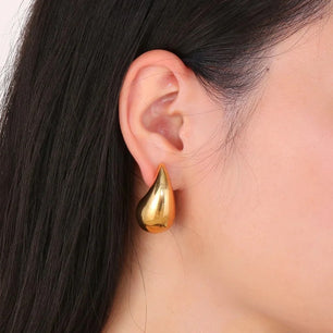 18k Gold-Plated Large Chunky Golden Teardrop Earrings