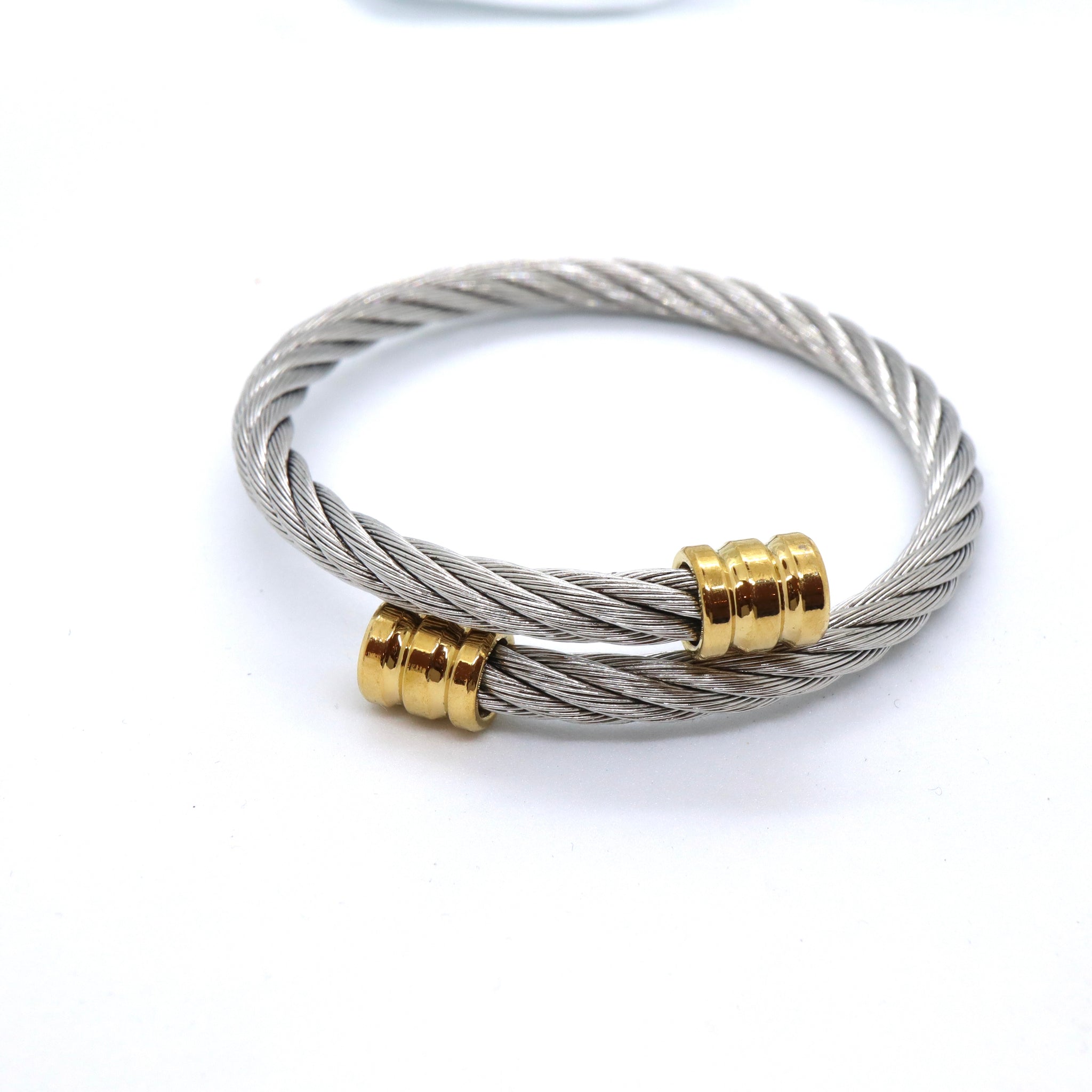 Golden Cable Bracelet- Adjustable Bangle - 18K Goldplated