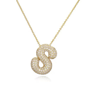 ROMALI 18K Gold-Plated Zirconia Balloon Initial Necklace - ROMALI