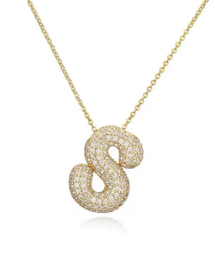 ROMALI 18K Gold-Plated Zirconia Balloon Initial Necklace - ROMALI