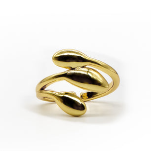 Triple Teardrop Gold Ring – 18K Gold Plated Adjustable Ring