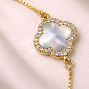 ROMALI Clover Shell Slider Bracelet | 18K Gold-Plated