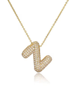 ROMALI 18K Gold-Plated Zirconia Balloon Initial Necklace - ROMALI