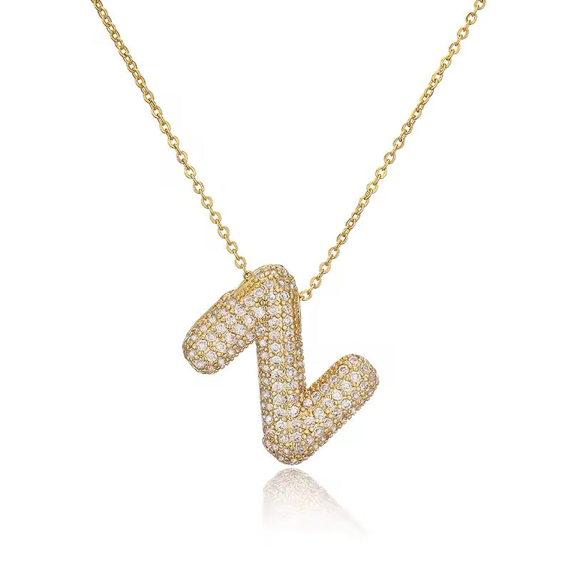 ROMALI 18K Gold-Plated Zirconia Balloon Initial Necklace - ROMALI