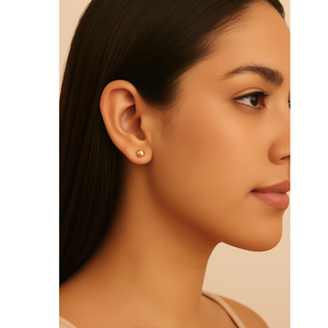 ROMALI 18K Gold-Plated Ball Stud Earrings – Small, Medium, and Large Sizes - ROMALI