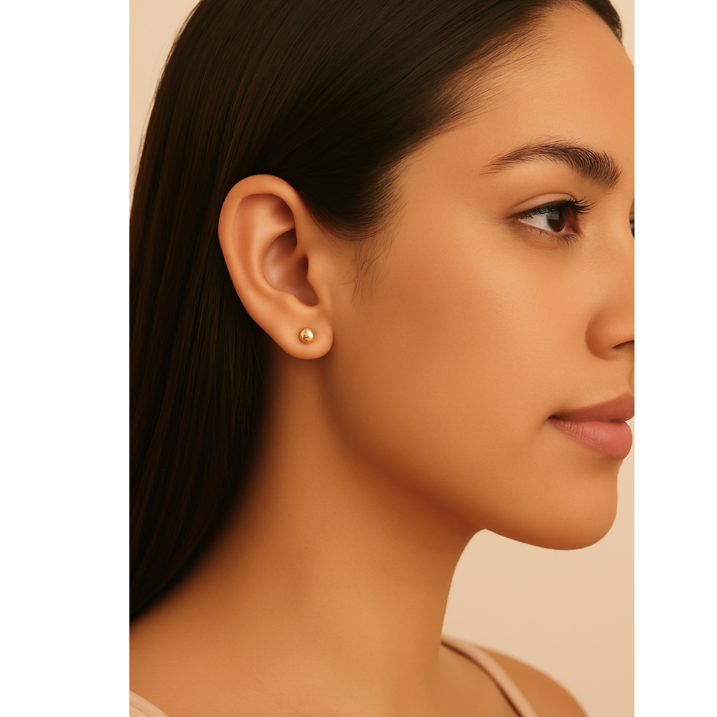 ROMALI 18K Gold-Plated Ball Stud Earrings – Small, Medium, and Large Sizes - ROMALI