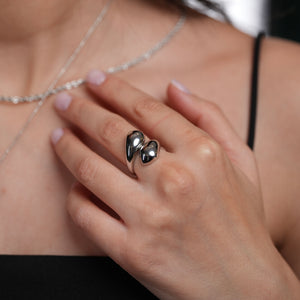 ROMALI Stainless Steel Silver Twist Open Ring - ROMALI