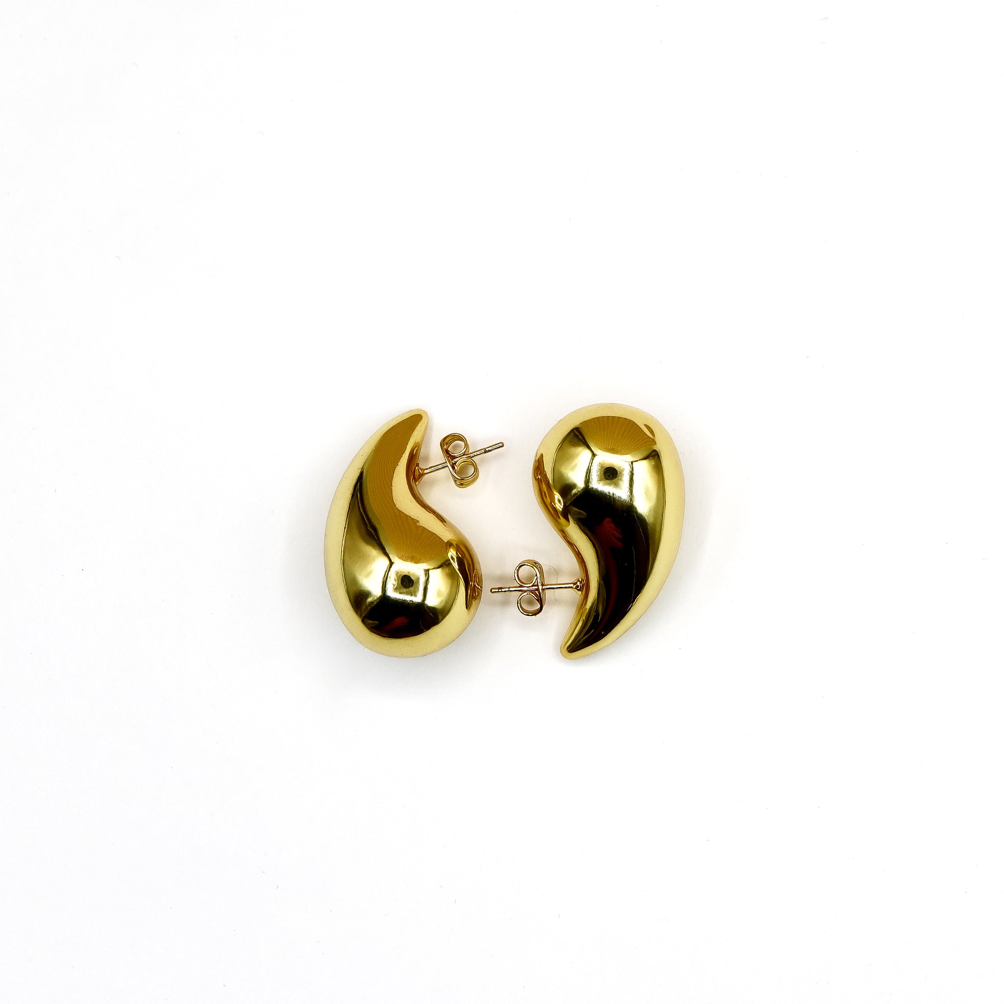 18k Goldplated Medium Chunky Golden Teardrop Earrings
