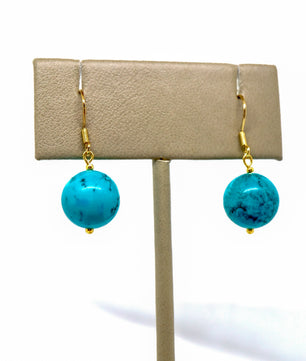 18k Gold-plated Natural Turquoise Earrings - ROMALI