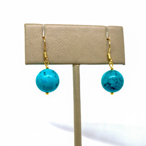 Natural Turquoise Earrings - 18K Goldplated