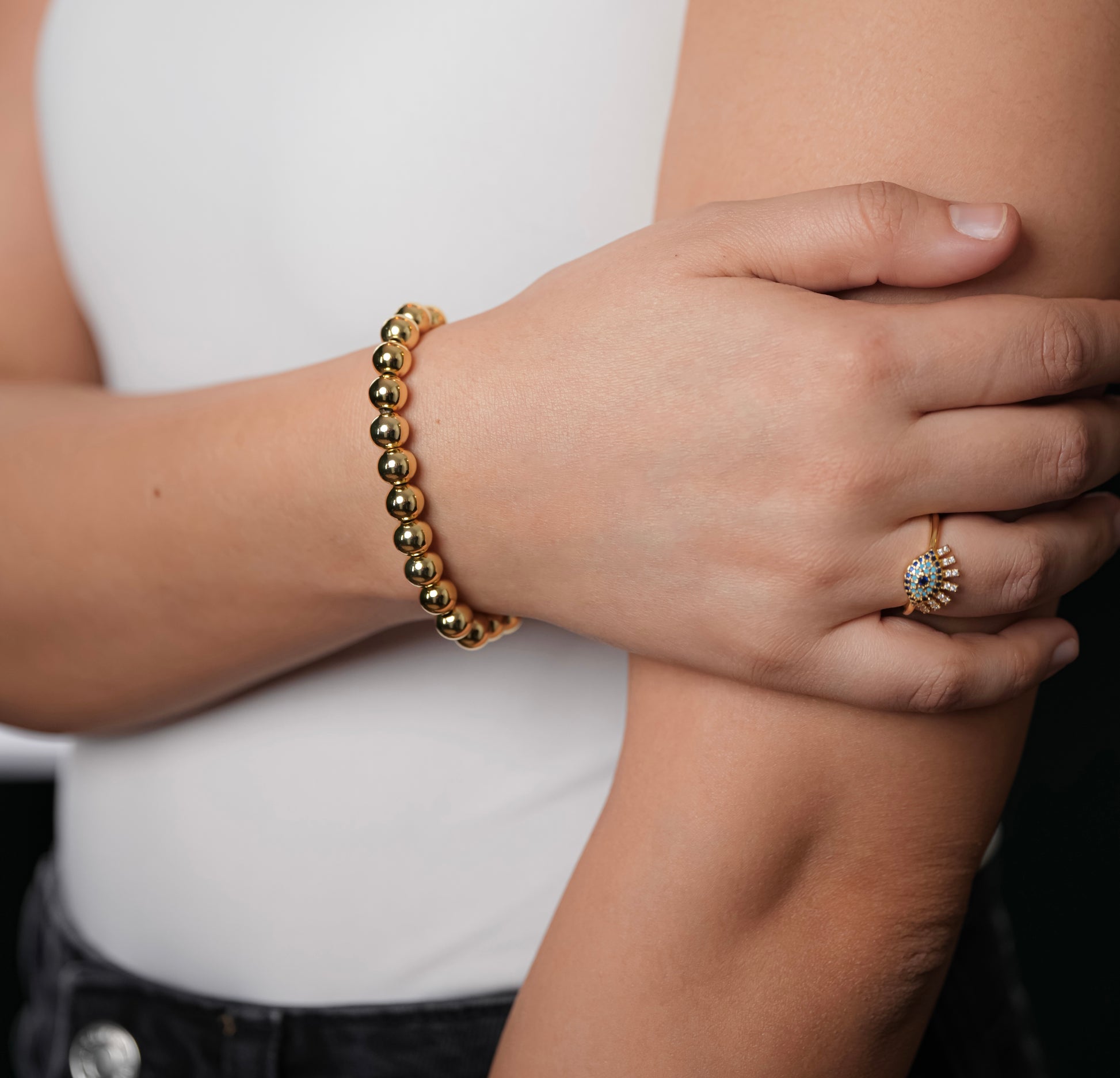 ROMALI 18k Gold-Plated Beaded Gold Ball Bracelet - ROMALI