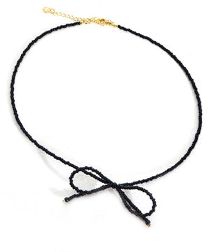 Romali 18K Gold-Plated Black Beaded Bowtie Choker - ROMALI