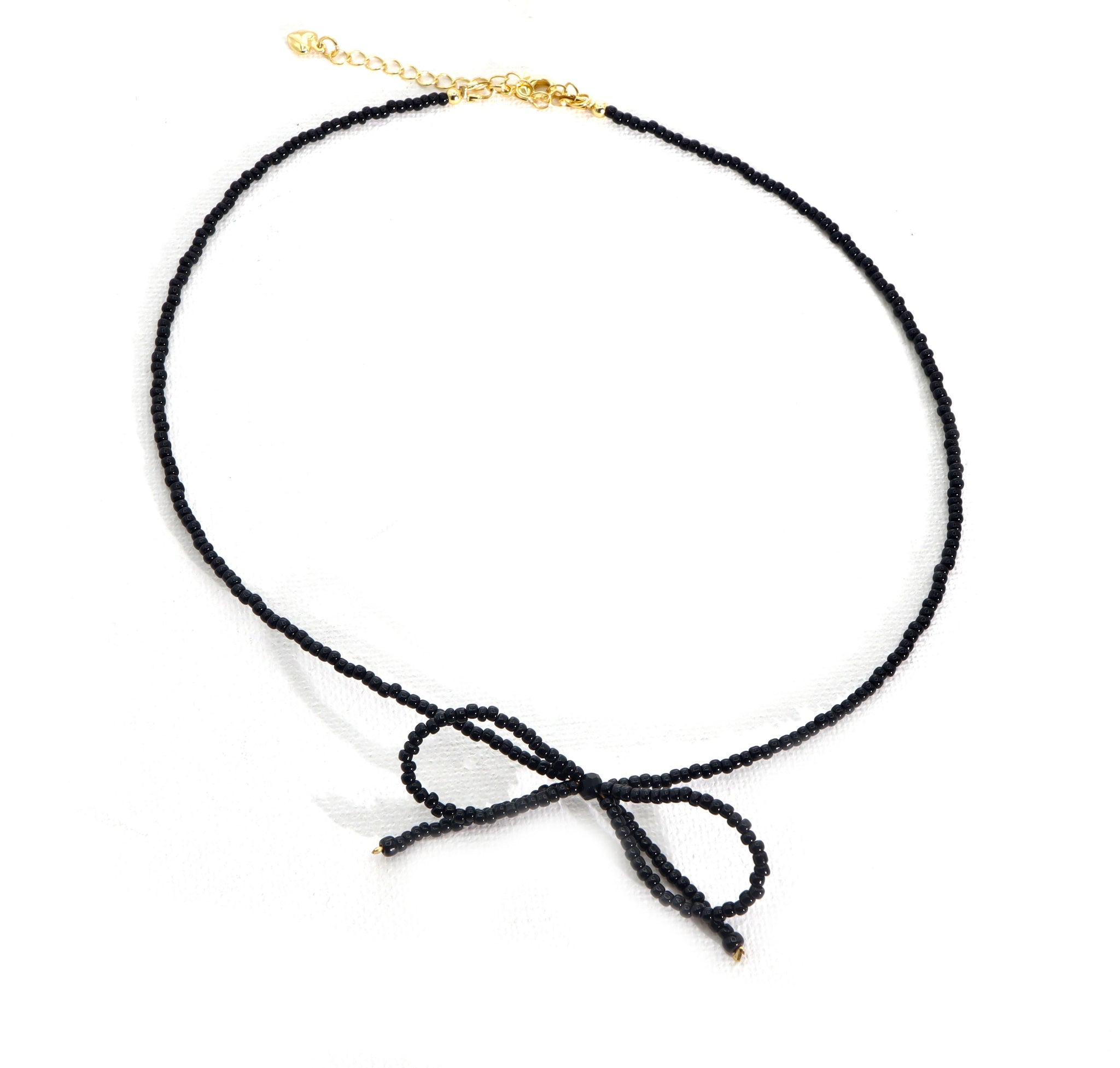 Romali 18K Gold-Plated Black Beaded Bowtie Choker - ROMALI