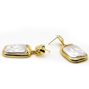 ROMALI 18k Gold-Plated Shell Pearl Drop Earrings - ROMALI