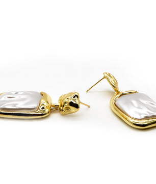 ROMALI 18k Gold-Plated Shell Pearl Drop Earrings - ROMALI