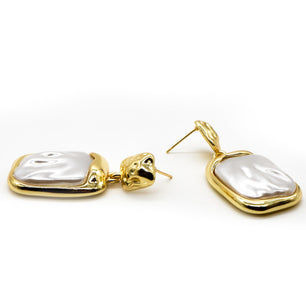 ROMALI 18k Gold-Plated Shell Pearl Drop Earrings