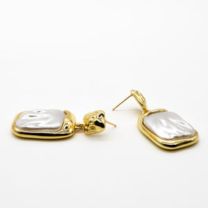 ROMALI 18k Gold-Plated Shell Pearl Drop Earrings