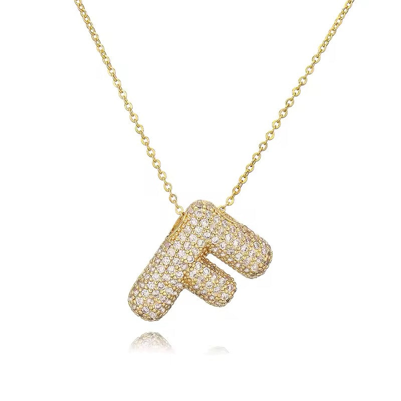 ROMALI 18K Gold-Plated Zirconia Balloon Initial Necklace - ROMALI