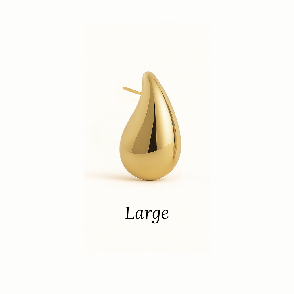 18k Gold-Plated Statement Golden Teardrop Stud Dangle Earrings Small, Medium, Large - ROMALI