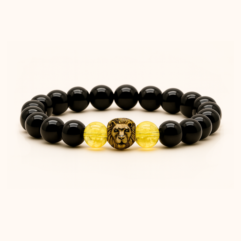 ROMALI Natural Black Onyx & Citrine Beaded Bracelet 10mm - ROMALI