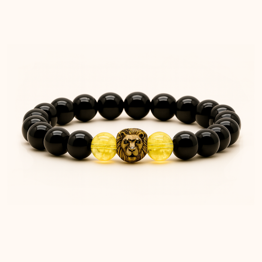 ROMALI Natural Black Onyx & Citrine Beaded Bracelet 10mm - ROMALI