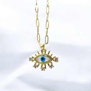 18k Gold-Plated Lash Adorned Evil Eye Necklace