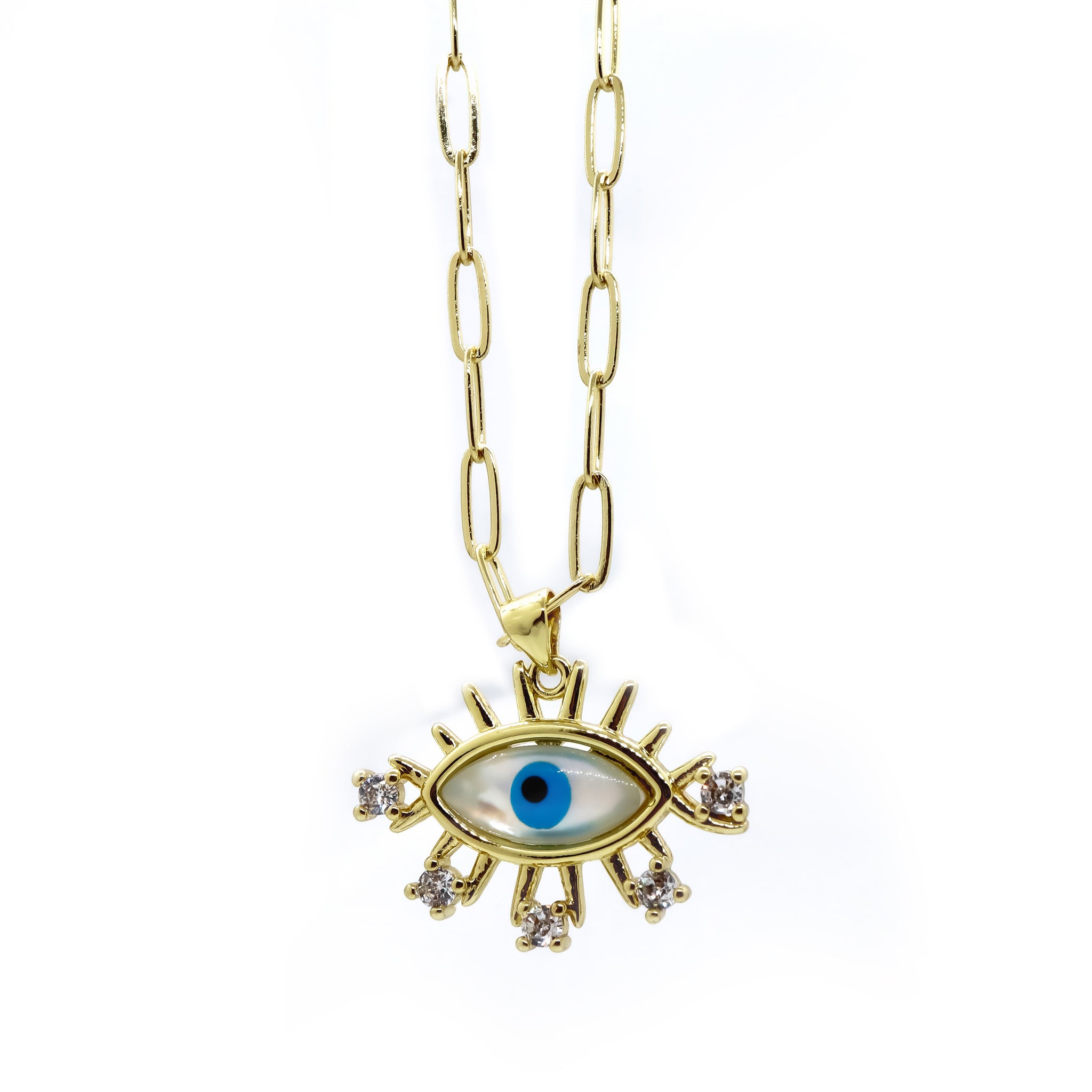 18k Gold-Plated Lash Adorned Evil Eye Necklace