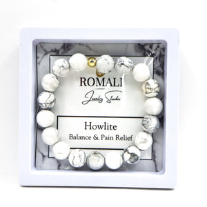 ROMALI Natural Howlite Beaded Bracelet - Stone of Balance 10mm - ROMALI