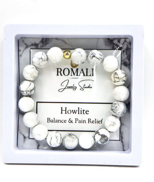 ROMALI Natural Howlite Beaded Bracelet - Stone of Balance 10mm - ROMALI